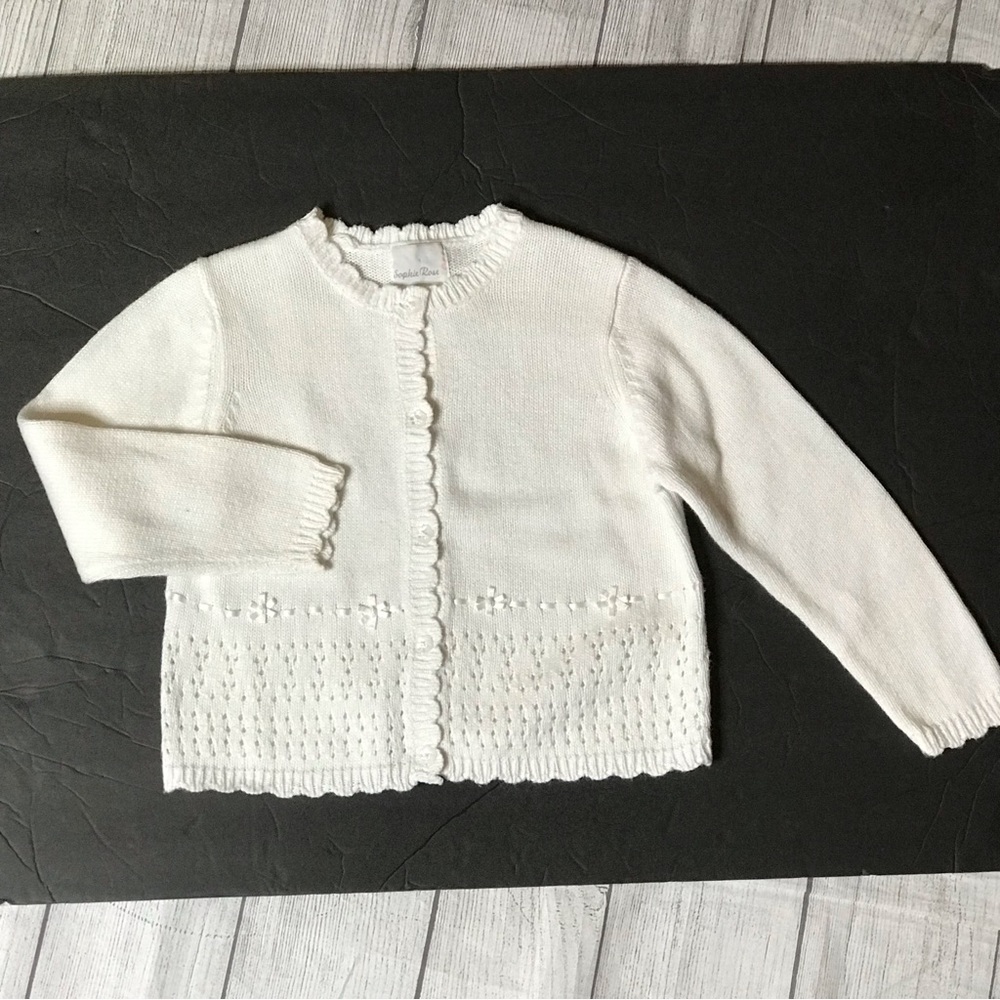 Sophie Rose Button Down Sweater White Girls Size 4T